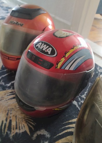Kırmızı Desenli Biker Kask AWA - Görsel 3