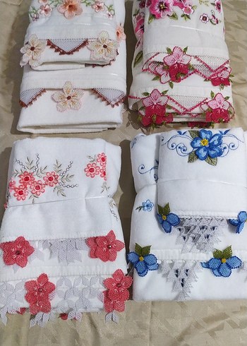 iğne oyası Motifli havlu takımı - Görsel 2