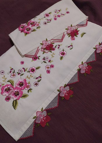 iğne oyası Havlu Seti iki kenarı ağır modelli - Görsel 2