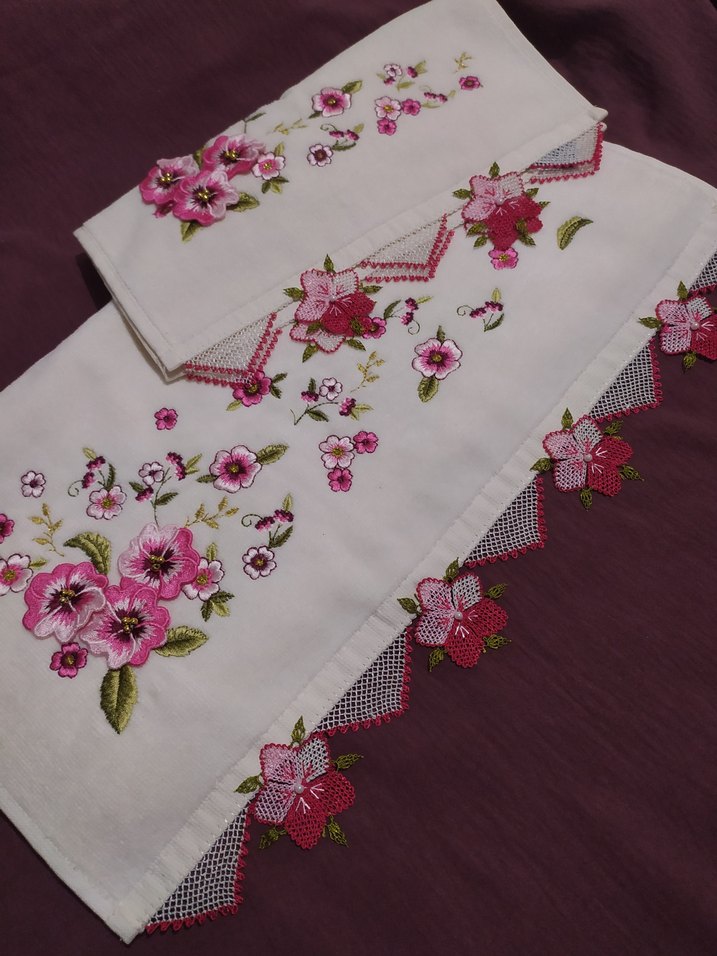 iğne oyası Havlu Seti iki kenarı ağır modelli - Görsel 2