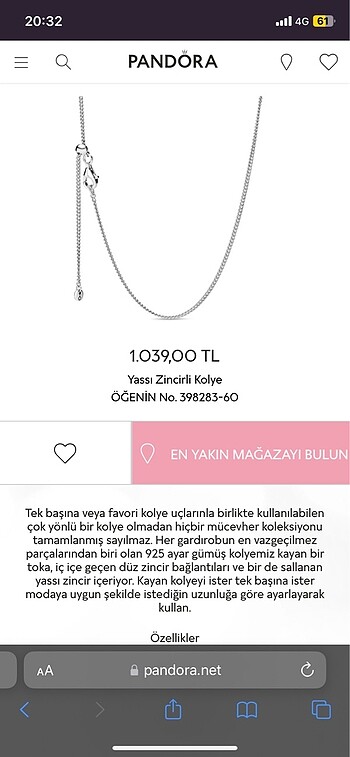 Pandora Asansörlü Zincir