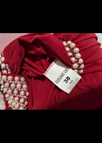 Bordo Drapeli Uzun Abiye Elbise - Görsel 3