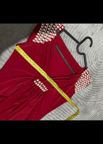 Bordo Drapeli Uzun Abiye Elbise - Görsel 4