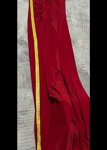 Bordo Drapeli Uzun Abiye Elbise - Görsel 7