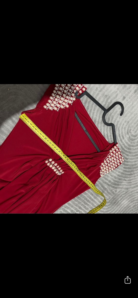 Bordo Drapeli Uzun Abiye Elbise - Görsel 4