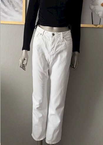 Americanos Kadın Beyaz Regular Fit Midi Kot - Görsel 4