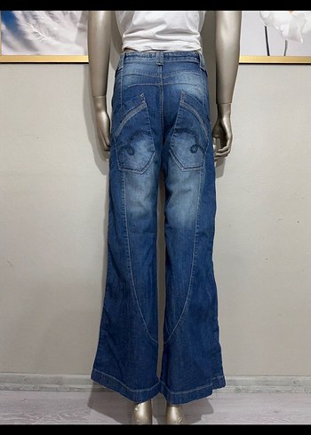 Kadın Lacivert Bol Kesim Kot Pantolon - Görsel 3