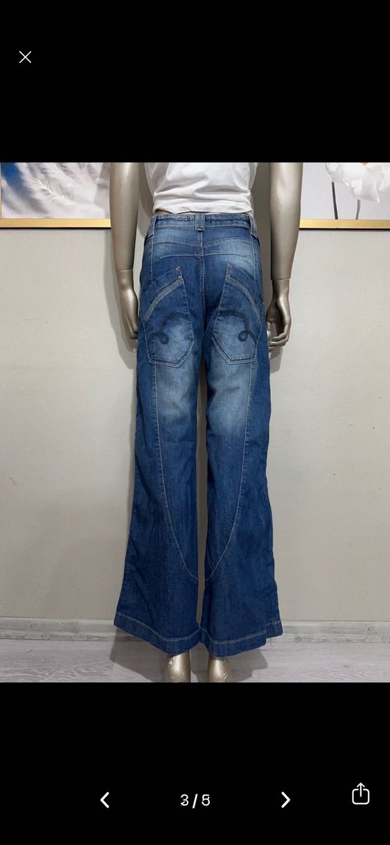 Kadın Lacivert Bol Kesim Kot Pantolon - Görsel 3