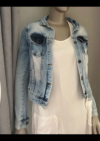 Düğmeli Kadın Denim Ceket - Görsel 4