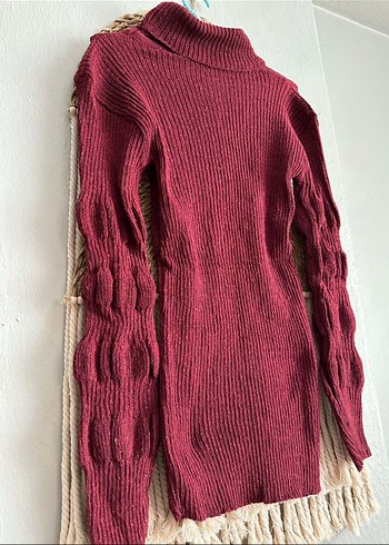 Bordo Balıkçı Yaka Triko Kadın Kazak - Görsel 5