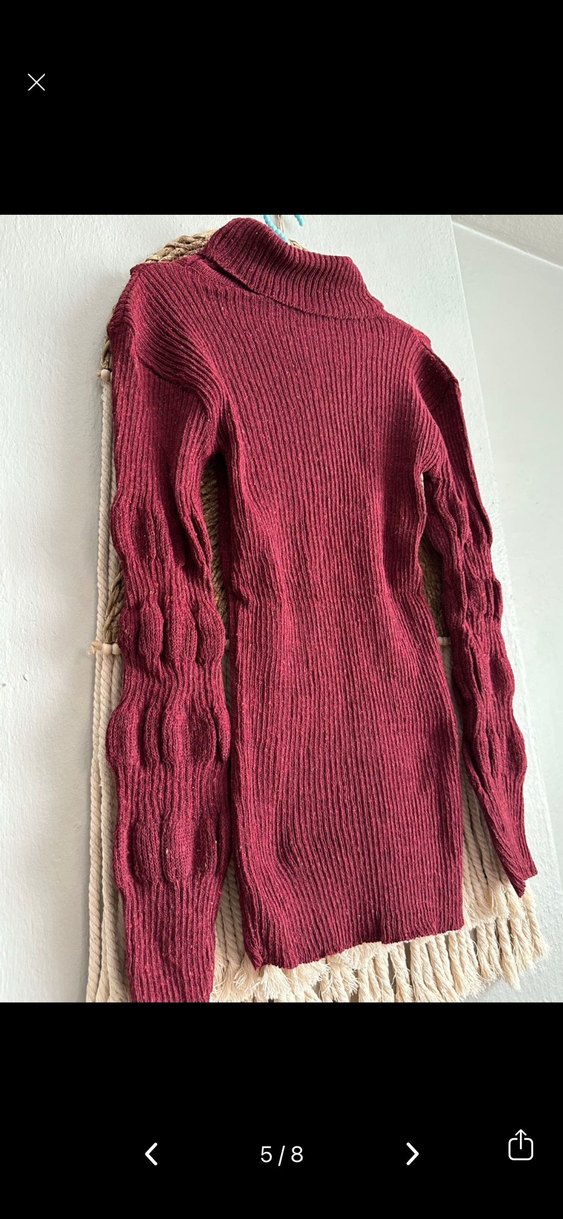 Bordo Balıkçı Yaka Triko Kadın Kazak - Görsel 5