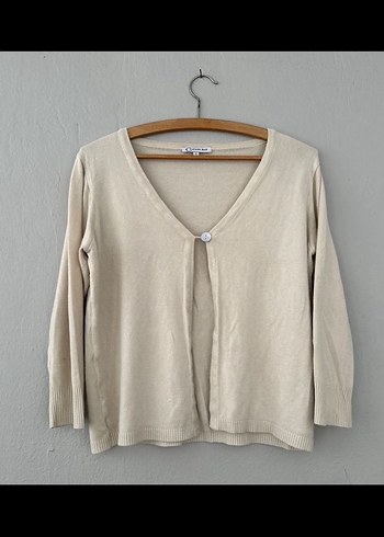 Bej V Yaka Kadın Hırka - Görsel 2