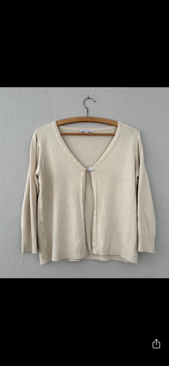 Bej V Yaka Kadın Hırka - Görsel 2