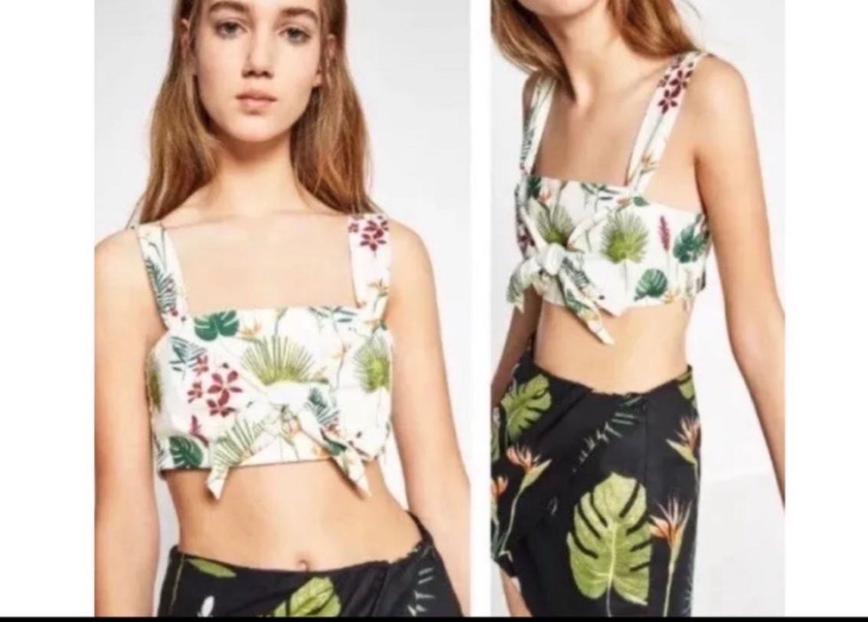 Zara Çiçek Desenli Kısa Büstiyer - Görsel 2