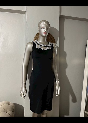 Boncuk işlemeli Siyah  Abiye Elbise - Görsel 2