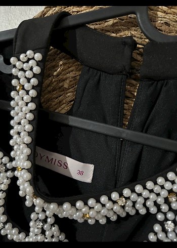 Boncuk işlemeli Siyah  Abiye Elbise - Görsel 4