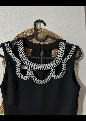 Boncuk işlemeli Siyah  Abiye Elbise - Görsel 3