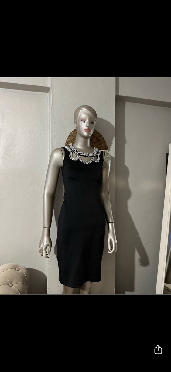 Boncuk işlemeli Siyah  Abiye Elbise - Görsel 2