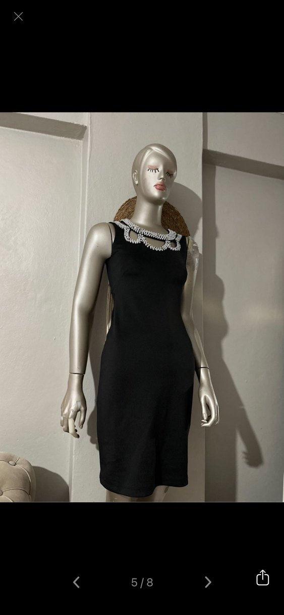 Boncuk işlemeli Siyah  Abiye Elbise - Görsel 5