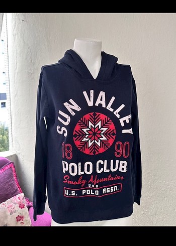 Polo Baskılı Siyah Kadın Sweatshirt - Görsel 2