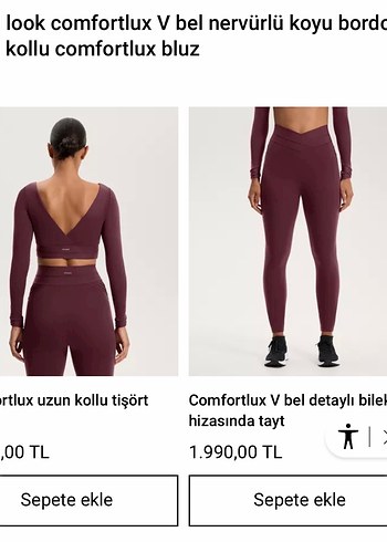 Oysho Bordo V Bel Detaylı Comfortlux Spor Takım - Görsel 2