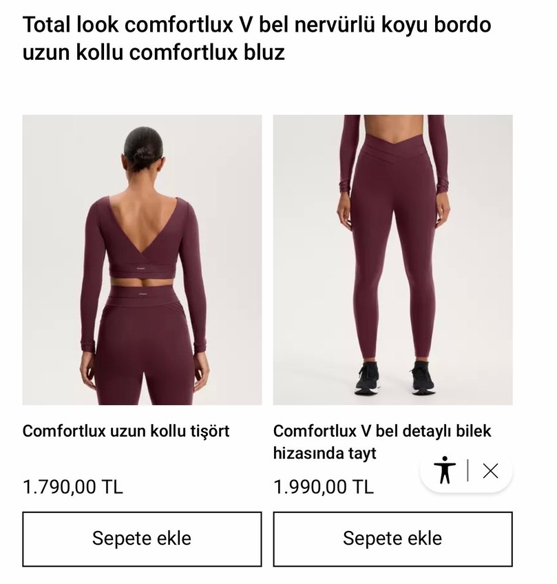 Oysho Bordo V Bel Detaylı Comfortlux Spor Takım - Görsel 2