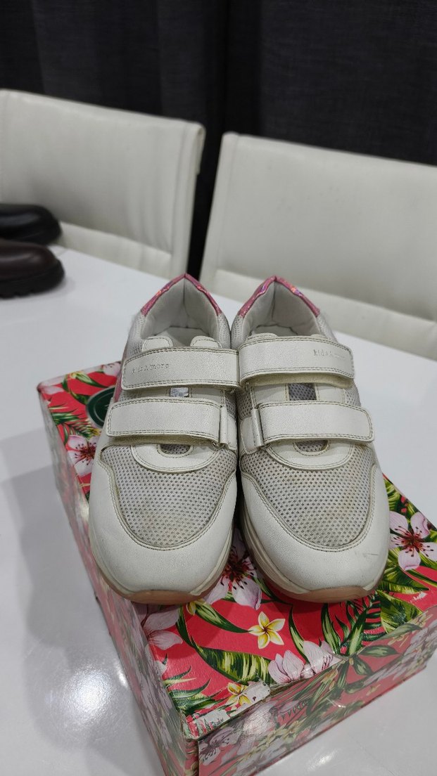 Kız Çocuk Beyaz Spor Ayakkabı Velcro Bantlı - Görsel 3