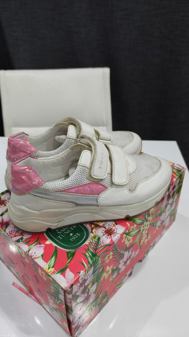 Kız Çocuk Beyaz Spor Ayakkabı Velcro Bantlı - Görsel 2