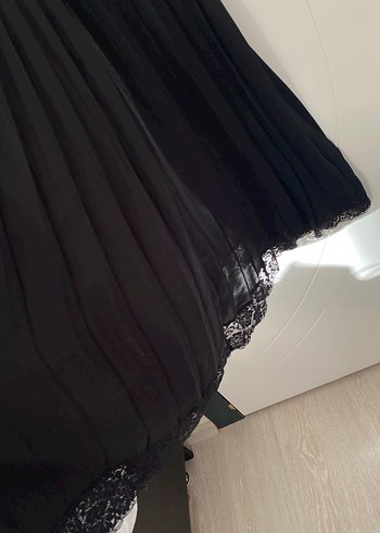 Zara Siyah Pilili Gotik Uzun Elbise