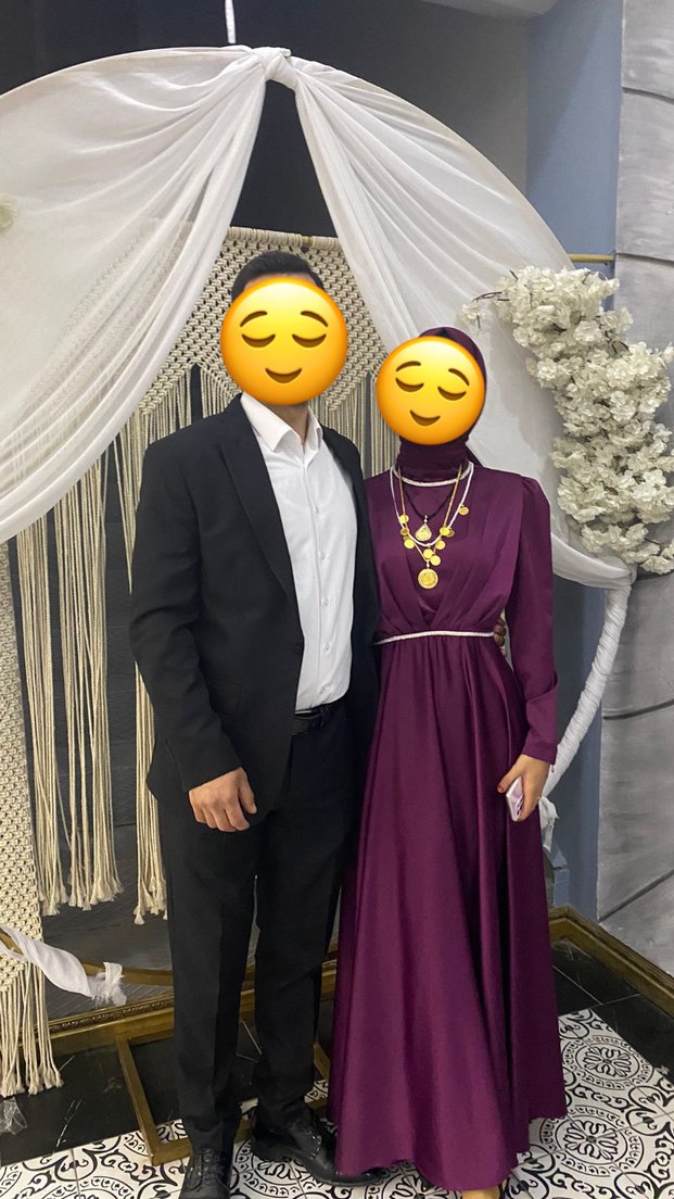 Uzun Mor Tesettür Abiye Elbise - Görsel 2