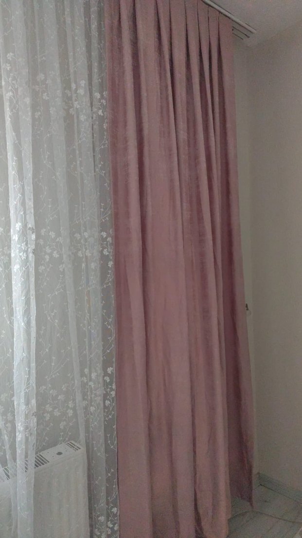 Nakışlı pembe fon perde - Görsel 3