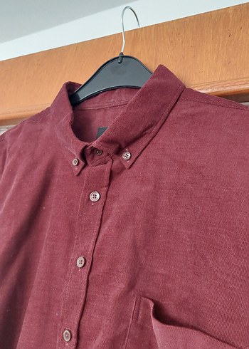 xl Beden bordo Renk Bordo Kadife Erkek Gömlek