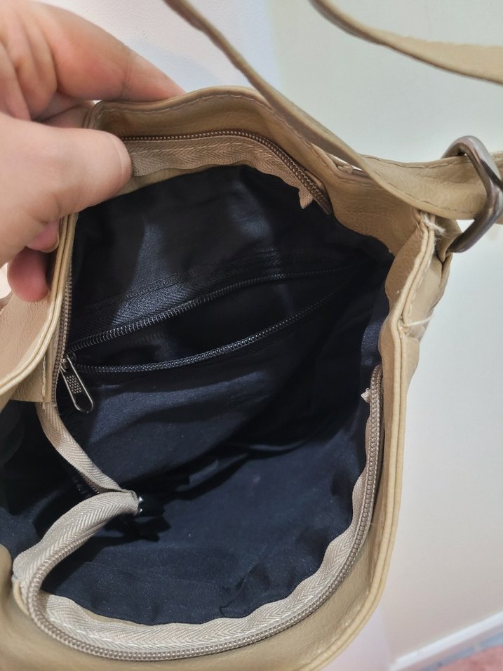 Bej Deri Tokalı Kadın Çanta - Görsel 4