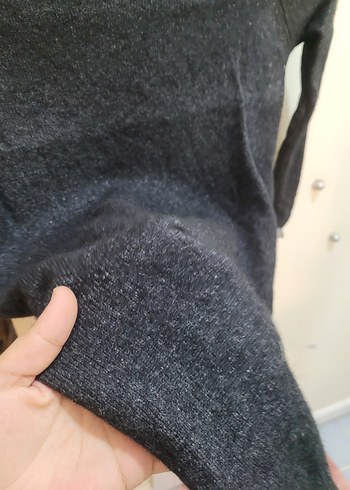 Gri Uzun Kollu Triko Kadın Kazak mango marka - Görsel 4