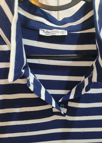 Çizgili Polo Yaka Midi Elbise - Görsel 2