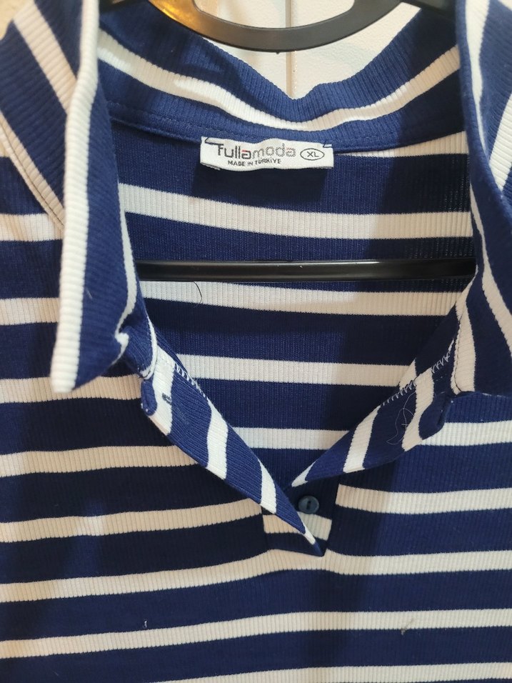 Çizgili Polo Yaka Midi Elbise - Görsel 2