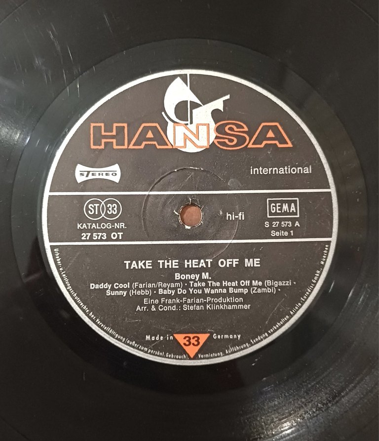 BONEY M TAKE THE HEAT OF ME DÖNEM LP PLAK - Görsel 4