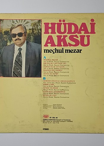 HÜDAİ AKSU MEÇHUL MEZAR DÖNEM LP PLAK - Görsel 2