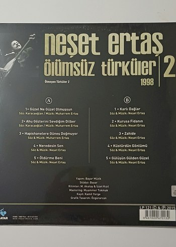 NEŞET ERTAŞ - ÖLÜMSÜZ TÜRKÜLER 2 (1998) SIFIR LP PLAK - Görsel 2