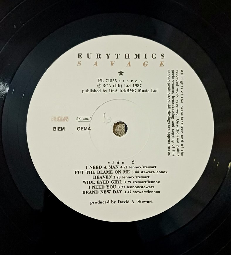 EURYTHMİCS SAVAGE DÖNEM LP PLAK - Görsel 5