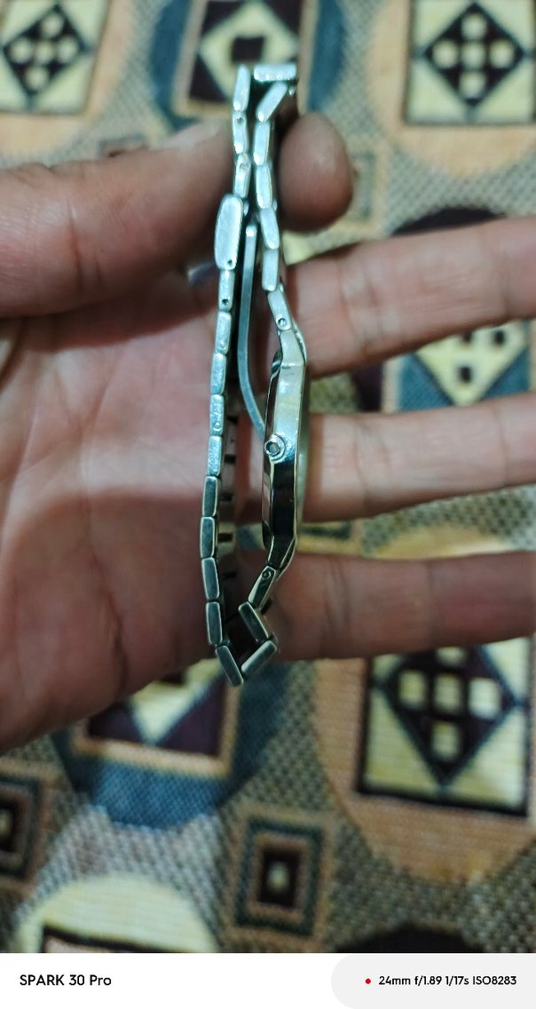 Erkek Saat Kordonu Metal Gri Bej - Görsel 3