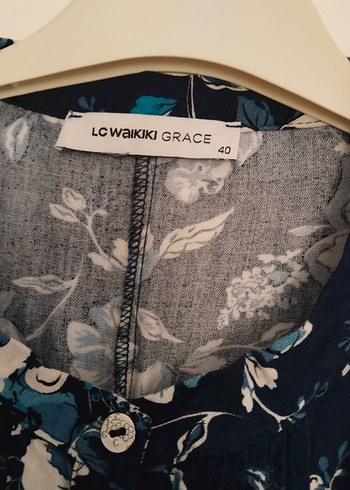 Mavi Çiçek Desenli Uzun Anne Elbisesi - Görsel 3