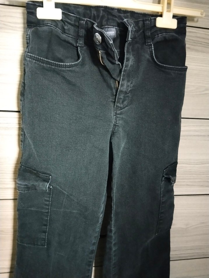 siyah kargo kız çocuk pantolon - Görsel 3