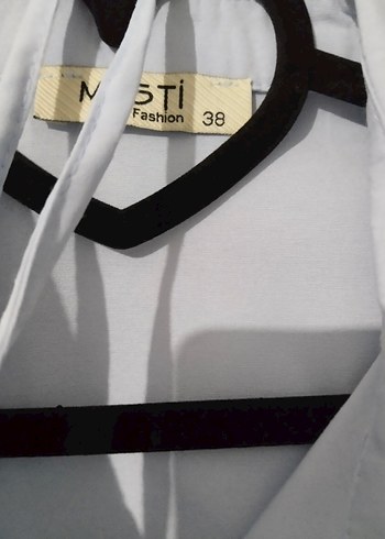 Mavi Uzun Kollu Düğmeli Midi Gömlek Omuz Fırfır Detaylı - Görsel 3