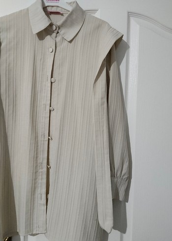 Bej Pilili Kadın Gömlek - Görsel 3