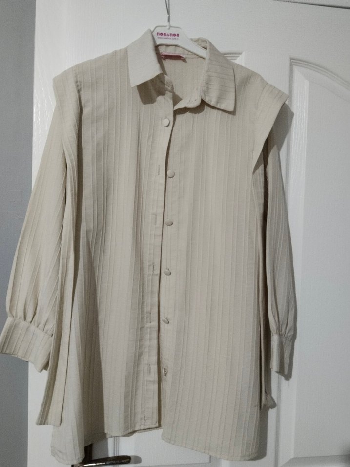 Bej Pilili Kadın Gömlek - Görsel 2