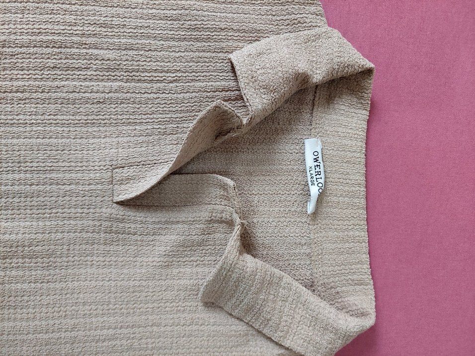 Bej Kısa Kollu Triko Kadın Gömlek - Görsel 2