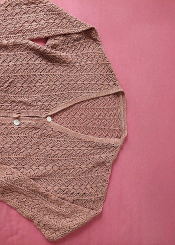 Bej Düğmeli Bohem Kadın Hırka - Görsel 2