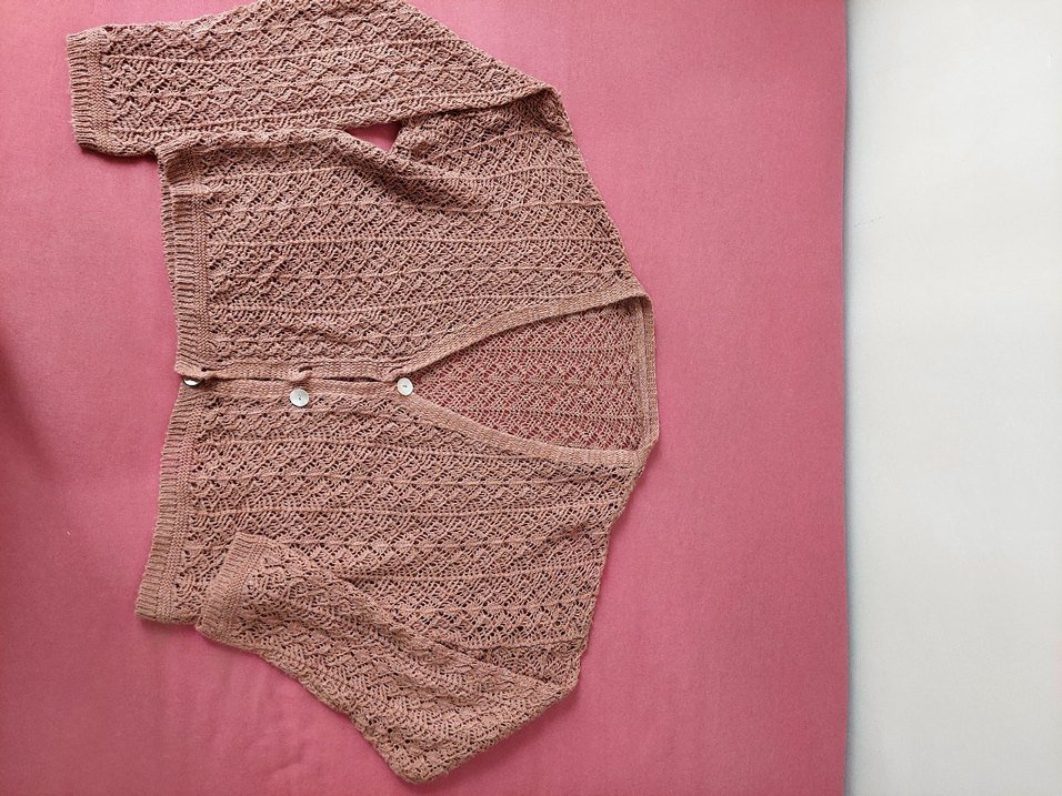 Bej Düğmeli Bohem Kadın Hırka - Görsel 2