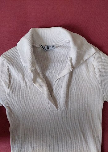 Beyaz Kısa Kollu Polo Tişört - Görsel 2